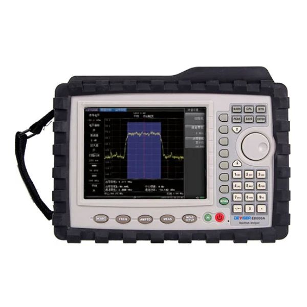O Analisador de Espectro E8000A é um instrumento eletrônico utilizado para a análise de sinais alternados no domínio da frequência para se conhecer as componentes harmônicas